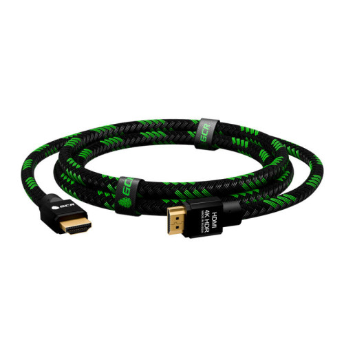 Greenconnect Кабель 0.5m HDMI версия 2.0, HDR 4:2:2, Ultra HD, 4K 60 fps 60Hz/5K*30Hz, 3D, AUDIO, 18.0 Гбит/с, 28/28 AWG, OD7.8mm, тройной экран, BICOLOR нейлон, AL корпус черный, GCR-52211