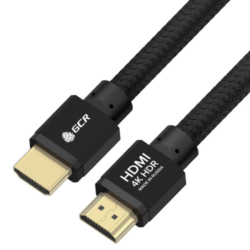 GCR Кабель PROF 3.0m HDMI 2.0, черный ECO Soft капрон, AL корпус черный, HDR 4:4:4, Ultra HD, 4K 60Hz/5K*30Hz, 3D, 18.0 Гбит/с, 28AWG, GCR-54988