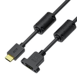 GCR PRO Удлинитель PROF 7.5m HDMI-HDMI v2.0, M/F крепление под винт, фер. кольца, 4K 60Hz, HDR, 18 Гбит/c, черный, 3X экран c армированиемм, ферриты, GCR-56017