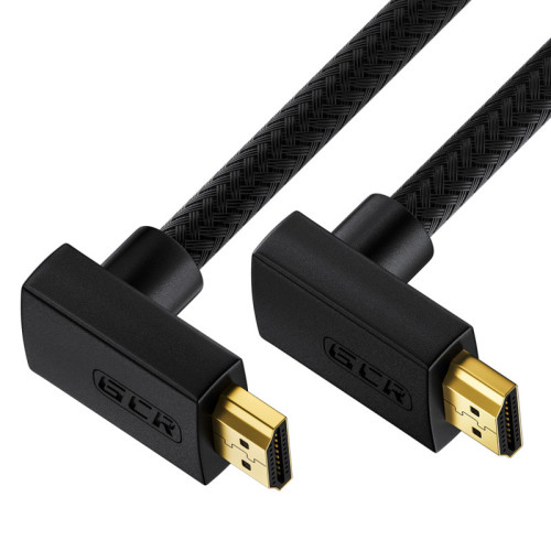 GCR Кабель 1.0m HDMI 2.0, M верхний угол/M верхний угол, черный нейлон, HDR 4:2:2, Ultra HD, 4K 60 fps 60Hz/5K*30Hz, 3D, AUDIO, 18.0 Гбит/с, 28/28 AWG, GCR-53271