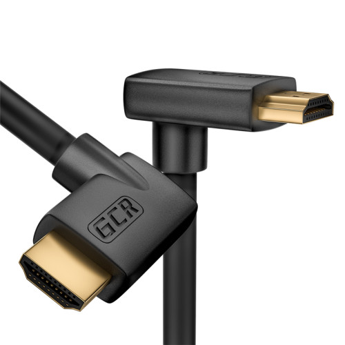 GCR Кабель 0.5m HDMI 2.0, M правый угол/M верхний угол, черный нейлон, HDR 4:2:2, Ultra HD, 4K 60 fps 60Hz/5K*30Hz, 3D, AUDIO, 18.0 Гбит/с, 28/28 AWG, GCR-53287