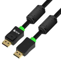 GCR Кабель PROF Premium 1.5m DisplayPort v1.4, нейлон, 8K 60Hz, 4K 165Hz, черный, ферритовые кольца, 3 Х экран с армированием, GCR-56278