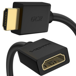 GCR Удлинитель 2.0m v1.4 HDMI-HDMI черный, 30/30 AWG, позолоченные контакты, Ethernet 10.2 Гбит/c, 19M / 19F, экран, GCR-54446