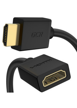 GCR Удлинитель 2.0m v1.4 HDMI-HDMI черный, 30/30 AWG, позолоченные контакты, Ethernet 10.2 Гбит/c, 19M / 19F, экран, GCR-54446