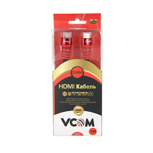 Кабель/ Кабель HDMI 19M/M ver. black and red 2.0, 3m VCOM <CG526S-R-3M> Blister