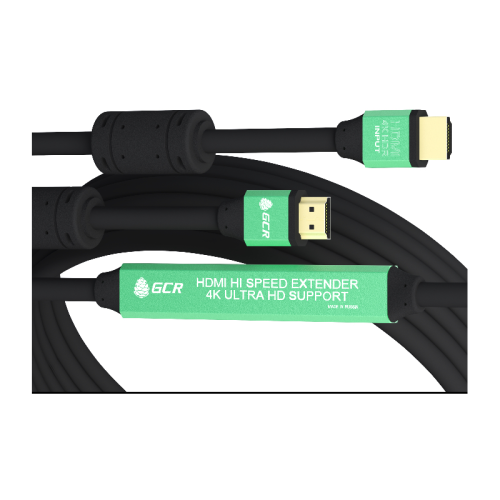 Greenconnect Кабель активный 30.0m HDMI 2.0, High speed 19M/19M с усилителем, черный, тройной экран