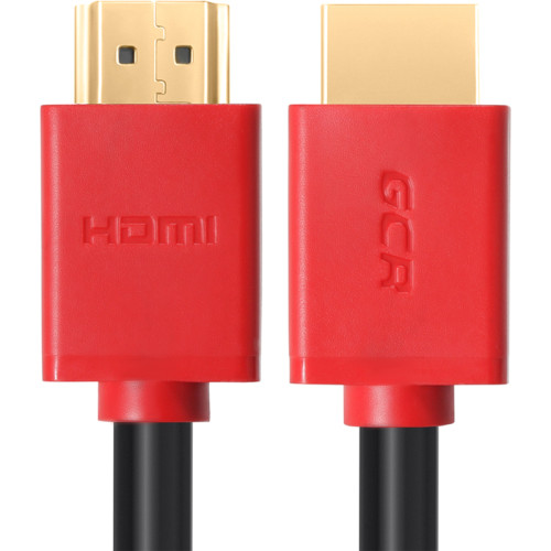 GCR Кабель 1.0m HDMI версия 1.4, черный, красные коннекторы, OD7.3mm, 30/30 AWG, позолоченные контакты, Ethernet 10.2 Гбит/с, 3D, 4K GCR-HM450-1.0m, экран