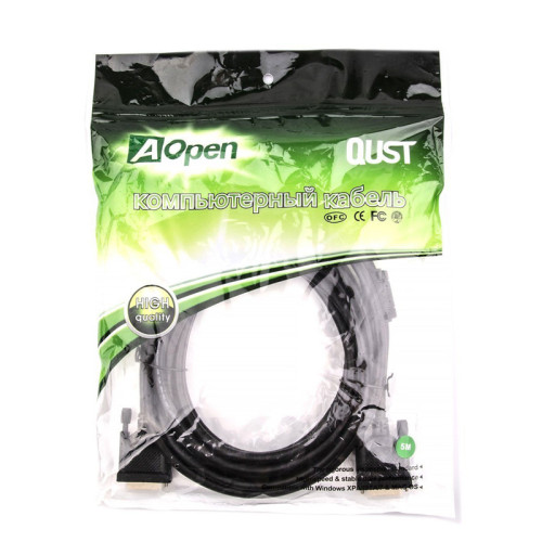 Кабель/ Кабель DVI (24+1) M/M 5m, 2 фильтра Aopen/Qust <ACG442GD-5M> Кабель/ Кабель DVI (24+1) M/M 5m, 2 фильтра Aopen/Qust <ACG442GD-5M>
