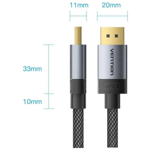 Кабель Vention DisplayPort v2.1 20M/20M - 3м Тканевая оплетка