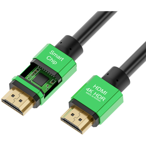 Greenconnect Кабель с активным усилителем сигнала 10.0m  AL case 2 ферит кольца, HDMI 2.0, 28/28, SDR 4:2:0 , 4K/60Hz, High speed 19M/19M с усилителем, черный, тройной экран, GCR-51018