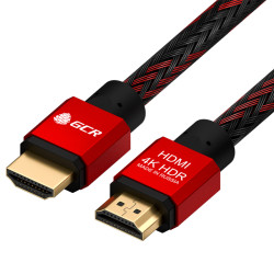 Greenconnect Кабель 1.0m HDMI версия 2.0, HDR 4:2:2, Ultra HD, 4K 60 fps 60Hz/5K*30Hz, 3D, AUDIO, 18.0 Гбит/с, 28/28 AWG, OD7.3mm, тройной экран, BICOLOR нейлон, AL корпус красный, GCR-51489