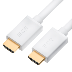 GCR Кабель PROF 2.5m HDMI 2.0, Ultra HD, 4K 60Hz / 5K*30Hz, HDR 4:4:4, 3D, AUDIO, 18.0 Гбит/с, белый, 2 X экран, армирование, GCR-52027