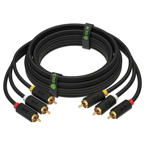 GCR Кабель 1.5m видео-аудио 3 х RCA / 3 х RCA, черный, GCR-54135