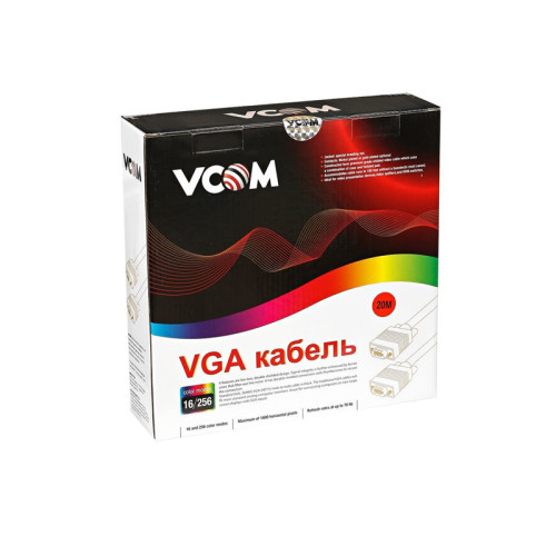 Кабель/ Кабель монитор-SVGA card (15M-15M) 20м 2 фильтра VCOM <VVG6448-20M>