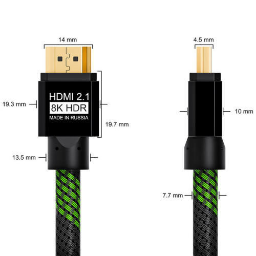 GCR Кабель HDMI 2.1, 8K 60Hz, 4K 144Hz, 0.5m, динамический HDR 4:4:4, Ultra HD, 48.0 Гбит/с, тройное экранирование, ферритовые фильтры, GCR-51871