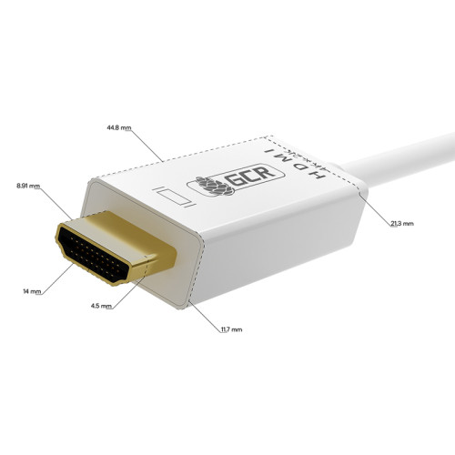 GCR Кабель-переходник 1.8m, mini DisplayPort > HDMI, M/M, белый, поддержка 4K, GCR-55056