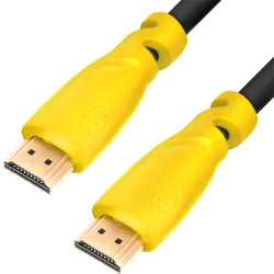 GCR Кабель 1.0m HDMI версия 1.4, черный, желтые коннекторы, OD7.3mm, 30/30 AWG, позолоченные контакты, Ethernet 10.2 Гбит/с, 3D, 4K GCR-HM340-1.0m, экран