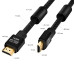 GCR Кабель 12.0m HDMI версия 2.0, HDR 4:2:0, Ultra HD, 4K 60 fps 60Hz/5K*30Hz, 3D, AUDIO, 18.0 Гбит/с, 28/28 AWG, OD7.8mm, тройной экран, черный нейлон, AL корпус черный, фер.кольца, GCR-52195