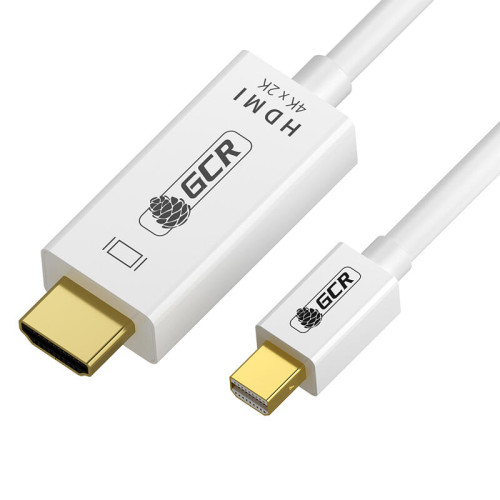 GCR Кабель-переходник 1.8m, mini DisplayPort > HDMI, M/M, белый, поддержка 4K, GCR-55056