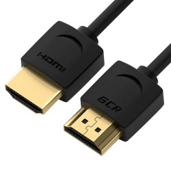 Greenconnect Кабель SLIM 0.3m HDMI 2.0, черный Slim, OD3.8mm, HDR 4:2:2, Ultra HD, 4K 60 fps 60Hz, 3D, AUDIO, 18.0 Гбит/с, 32/32 AWG, GCR-51591