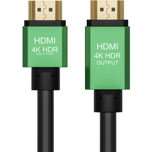 Greenconnect Кабель с активным усилителем сигнала 7.5m  AL case 2 ферит кольца, HDMI 2.0, 28/28, HDR 4:2:2, 4K/30Hz, High speed 19M/19M с усилителем, черный, тройной экран, GCR-51683