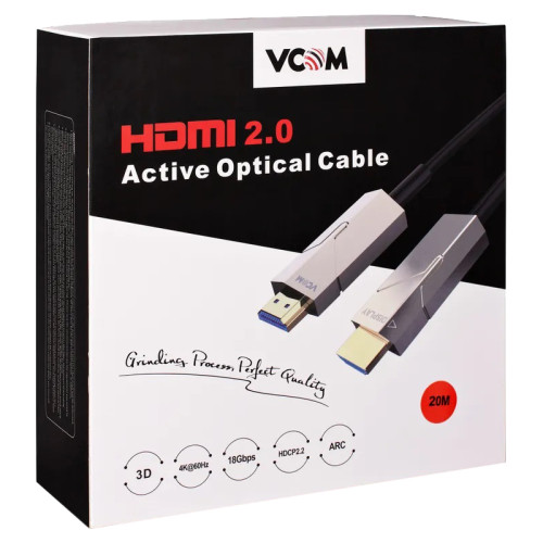 Кабель/ Активный оптический кабель HDMI 19M/M,ver. 2.0, 4K@60 Hz 30m VCOM <D3742P-30M> Кабель/ Активный оптический кабель HDMI 19M/M,ver. 2.0, 4K@60 Hz 30m VCOM <D3742P-30M>