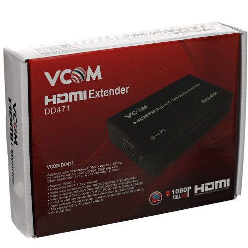 Удлинитель/ Удлинитель HDMI по витой паре до 60м extender +2б.п. VCOM <DD471>