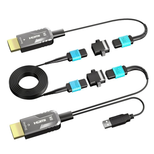 GCR Оптический кабель HDMI 2.1, 100.0m, MPO съемные коннекторы на защелках, 8K 60Гц UHD, 48 Гбит/с (72 Гбит/с с DSC), черный, GCR-57752