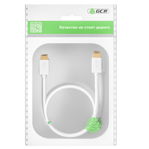 GCR Кабель PROF 2.5m HDMI 2.0, Ultra HD, 4K 60Hz / 5K*30Hz, HDR 4:4:4, 3D, AUDIO, 18.0 Гбит/с, белый, 2 X экран, армирование, GCR-52027