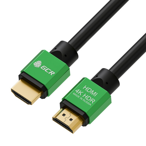 Greenconnect Кабель 2.5m HDMI версия 2.0, HDR 4:2:2, Ultra HD, 4K 60 fps 60Hz/5K*30Hz, 3D, AUDIO, 18.0 Гбит/с, 28/28 AWG, OD7.3mm, тройной экран, черный, AL корпус зеленый