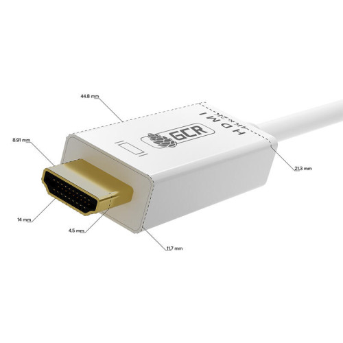 GCR Кабель-переходник 1.8m, mini DisplayPort > HDMI, M/M, белый, поддержка 4K, GCR-55056
