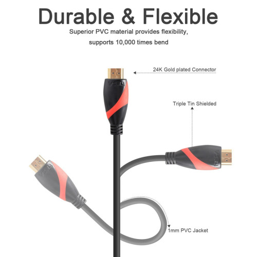 Кабель/ Кабель HDMI 19M/M ver. 2.0 black red, 0.5m VCOM <CG525-R-0.5>