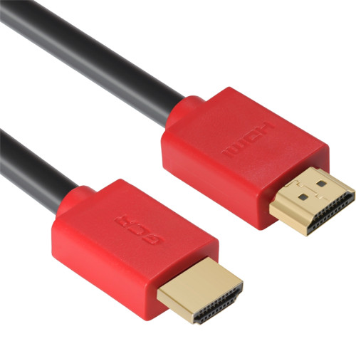 GCR Кабель 1.5m HDMI версия 1.4, черный, красные коннекторы, OD7.3mm, 30/30 AWG, позолоченные контакты, Ethernet 10.2 Гбит/с, 3D, 4K GCR-HM450-1.5m, экран