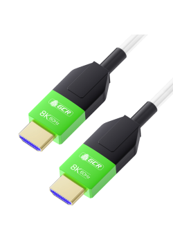 GCR Кабель 50.0m оптический HDMI 2.1 8K 60Hz, 4K 144Hz, высокоскоростной 48.0 Гбит/с, белый, деревянная катушка, GCR-57085
