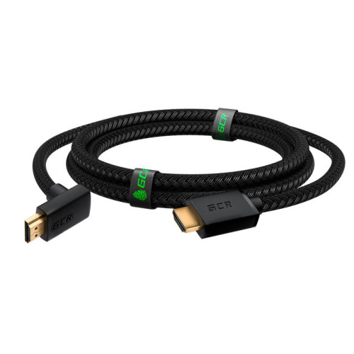 GCR Кабель 1.0m HDMI 2.0, M/M верхний угол, черный нейлон, HDR 4:2:2, Ultra HD, 4K 60 fps 60Hz/5K*30Hz, 3D, AUDIO, 18.0 Гбит/с, 28/28 AWG, GCR-53290
