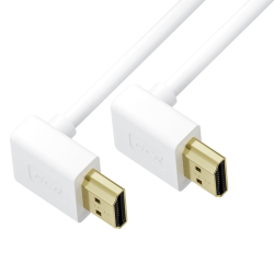 GCR Кабель SLIM 1.5m HDMI 2.0, М верхний угол / М верхний угол, белый,  HDR 4:4:4, Ultra HD, 4K 60 fps 60Hz, 3D, AUDIO, 18.0 Гбит/с, GCR-57457