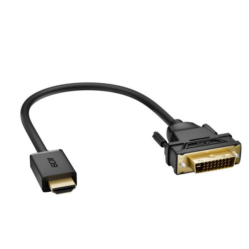 Greenconnect Кабель HDMI-DVI 0.3m черный, OD7.3mm, 28/28 AWG, позолоченные контакты, 19pin AM / 24+1M AM Dual Link, GCR-HD2DVI1-0.3m, тройной экран Greenconnect Кабель HDMI-DVI 0.3m черный, OD7.3mm, 28/28 AWG, позолоченные контакты, 19pin AM / 24+1M AM Dual Link, GCR-HD2DVI1-0.3m, тройной экран