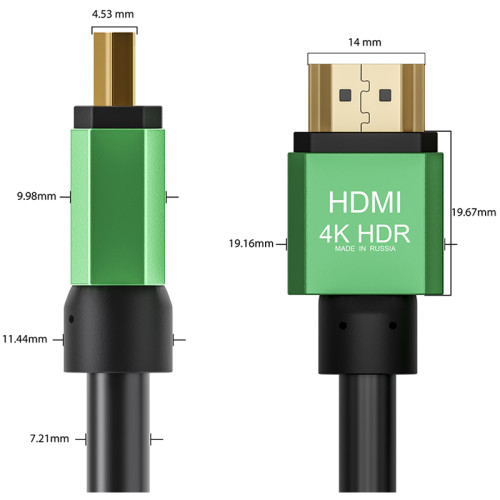 Greenconnect Кабель с активным усилителем сигнала 10.0m  AL case 2 ферит кольца, HDMI 2.0, 28/28, SDR 4:2:0 , 4K/60Hz, High speed 19M/19M с усилителем, черный, тройной экран, GCR-51018