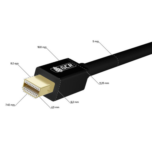 GCR Кабель-переходник 1.8m, mini DisplayPort > HDMI, M/M, черный, поддержка 4K GCR Кабель-переходник 1.8m, mini DisplayPort > HDMI, M/M, черный, поддержка 4K