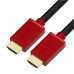 GCR Кабель 3.0m HDMI версия 2.0, HDR 4:2:2, Ultra HD, 4K 60 fps 60Hz/5K*30Hz, 3D, AUDIO, 18.0 Гбит/с, 28/28 AWG, OD7.3mm, тройной экран, черный, красные коннекторы, GCR-HM451-3.0m