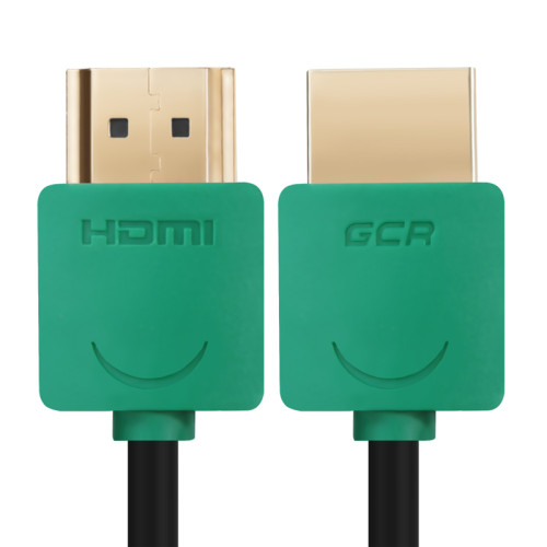 Greenconnect Кабель SLIM 1.0m HDMI 2.0, зеленые коннекторы Slim, OD3.8mm, HDR 4:2:2, Ultra HD, 4K 60 fps 60Hz, 3D, AUDIO, 18.0 Гбит/с, 32/32 AWG, GCR-51580