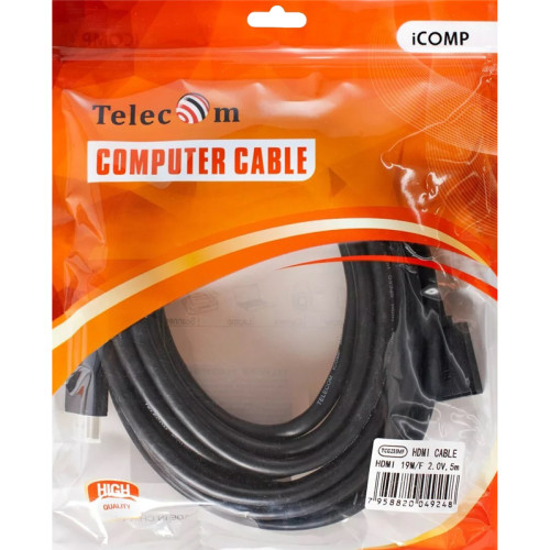 Кабель/ Кабель удлинительный  HDMI-19M---HDMI-19F ver 2.0, 5m, Telecom <TCG-235MF-5M>