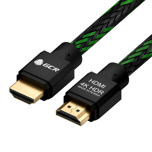 Greenconnect Кабель 0.5m HDMI версия 2.0, HDR 4:2:2, Ultra HD, 4K 60 fps 60Hz/5K*30Hz, 3D, AUDIO, 18.0 Гбит/с, 28/28 AWG, OD7.8mm, тройной экран, BICOLOR нейлон, AL корпус черный, GCR-52211