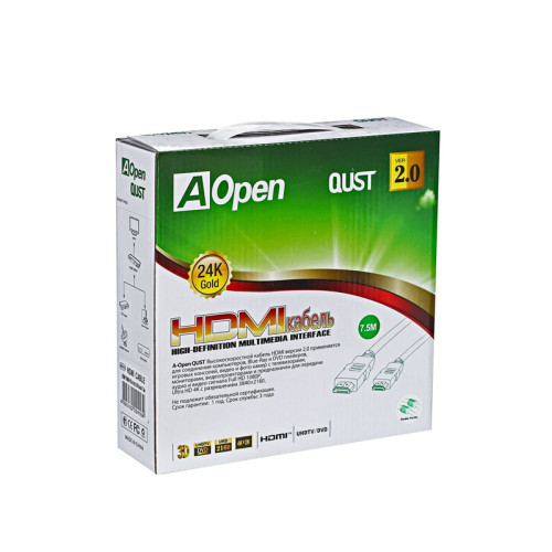 Кабель/ Кабель HDMI 19M/M ver 2.0, 10М, 2 фильтра, белый Aopen <ACG711DW-10M> Кабель/ Кабель HDMI 19M/M ver 2.0, 10М, 2 фильтра, белый Aopen <ACG711DW-10M>