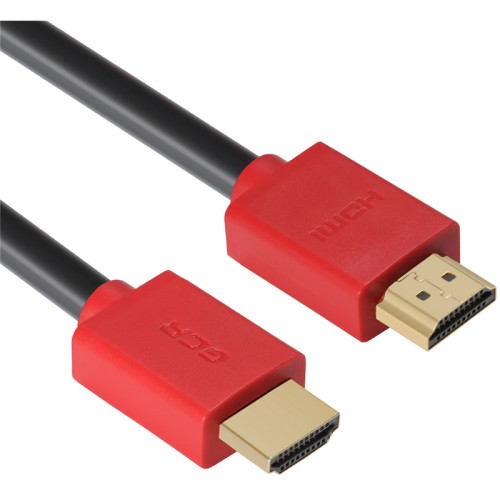 Greenconnect Кабель 5.0m HDMI версия 2.0, HDR 4:2:2, Ultra HD, 4K 60 fps 60Hz/5K*30Hz, 3D, AUDIO, 18.0 Гбит/с, 28/28 AWG, OD7.3mm, тройной экран, черный, красные коннекторы, GCR-HM451-5.0m