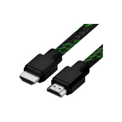 Кабель 1.0m HDMI 2.0, BICOLOR черно-зеленый нейлон, Ultra HD, 4K 60 fps 60Hz/5K*30Hz, 3D, AUDIO, 18.0 Гбит/с, 28AWG