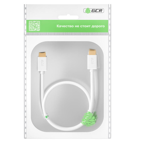 GCR Кабель PROF 2.5m HDMI 2.0, Ultra HD, 4K 60Hz / 5K*30Hz, HDR 4:4:4, 3D, AUDIO, 18.0 Гбит/с, белый, 2 X экран, армирование, GCR-52027