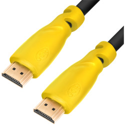 Greenconnect Кабель 5.0m HDMI версия 1.4, черный, желтые коннекторы, OD7.3mm, 30/30 AWG, позолоченные контакты, Ethernet 10.2 Гбит/с, 3D, 4K GCR-HM340-5.0m, экран