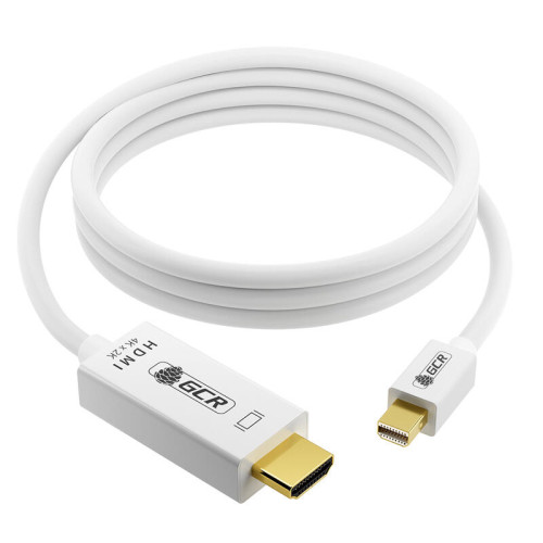 GCR Кабель-переходник 1.8m, mini DisplayPort > HDMI, M/M, белый, поддержка 4K, GCR-55056