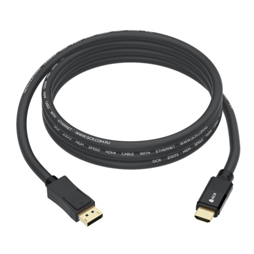 GCR PRO Кабель-переходник PROF 3.0m DisplayPort > HDMI, M/M, Ultra HD 4K, 60Hz, черный, 3Х экран с армированием, GCR-55528